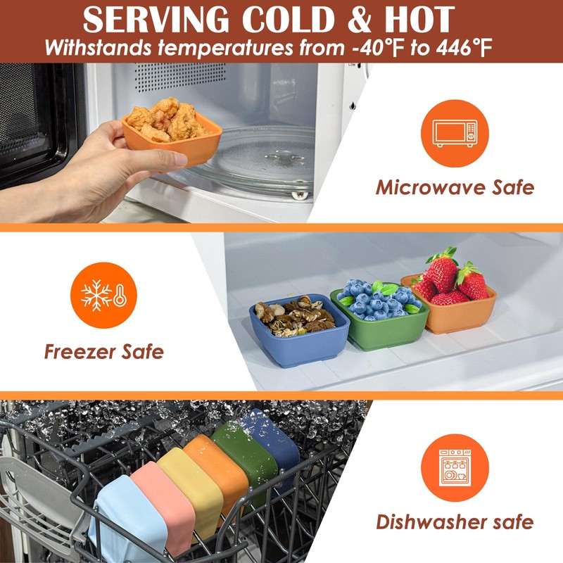 Webake Silicone Dipping Bowls, 3oz Small Pinch Bowls for Cooking