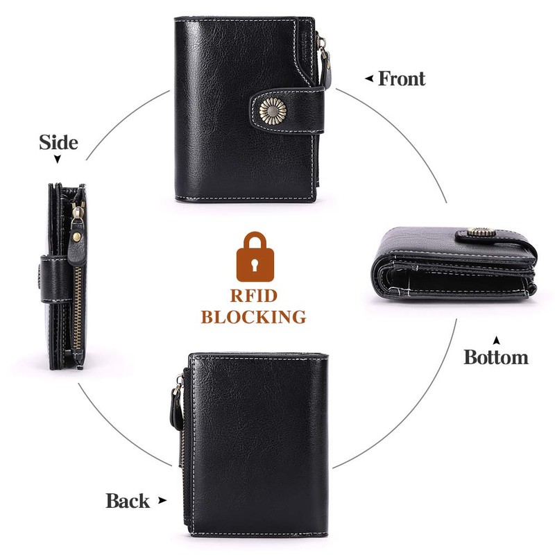 SENDEFN Women's Bifold Genuine Leather Wallet, Anti-Skimming, Coin Purse, Large