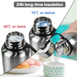 Mightyduty Stainless Steel Flask, 610 ml, 800 ml, 1100 ml, 1500 ml, Vacuum-insulated Water Bottle, Stainless Steel Flask, 6 - 24 Hours Hot or Cold, Double Wall-insulated Sports Water flask, silver, 1500ml