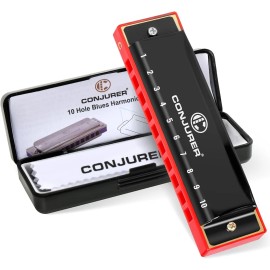 CONJURER 10 Hole Diatonic Harmonica Metal Mouth Organ C Key Beginner Blues Harp with Case