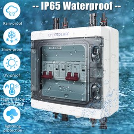 2 String 1000V PV Combiner Box 2 in 2 Out, Dual String 63A DC Circuit Breaker with Solar Disconnect Function, Surge Protection, IP65 Weather-Resistant Enclosure
