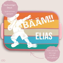 Children's Bento Box Midi Lunch Box for Mepal Bento Box - Statement - BÄÄM Child Dabbing Dab Youth Culture Lunch Box Boys Trend Movement Cool - 900 ml - Pink - Tree Gifts Vesperbox Name