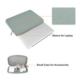 MOSISO Laptop Sleeve Compatible with MacBook Air/Pro, 13-13.3 inch Notebook, Compatible with MacBook Pro 14 inch M3 M2 M1 Chip Pro Max 2024-2021, Neoprene Bag Cover with Small Case, Antique Green