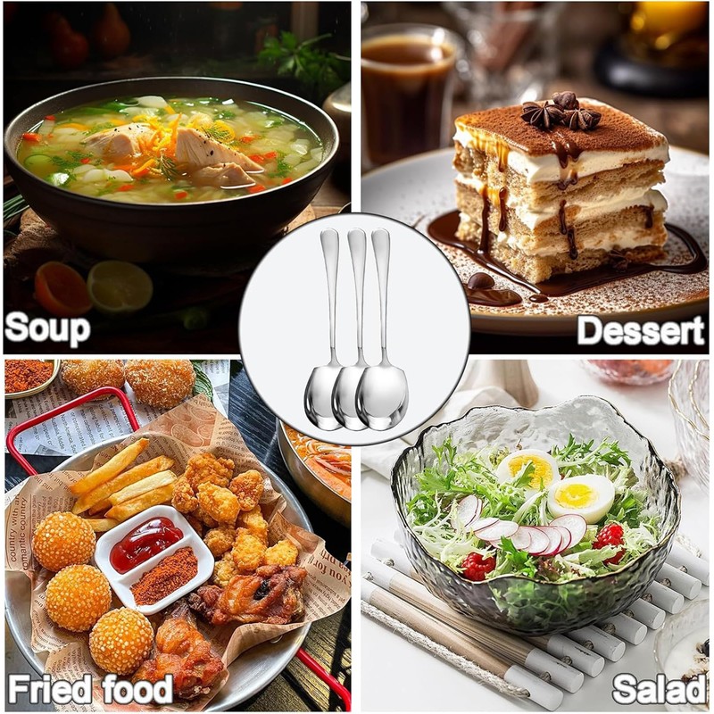 Serving Spoon,Soup Spoons,3 Pcs Serving Spoons Large Buffet Table Spoons,Long