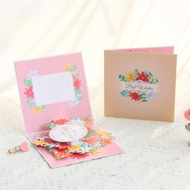 Paper Spiritz Pop Up Rotating Lily Flower Card Paper 3D Paper Flower Card for Mother's Day Birthday Anniversry Thank You, 6 IN Funny Birhday Card for Mom Wife Girlfriend with Message Tag and Envelope