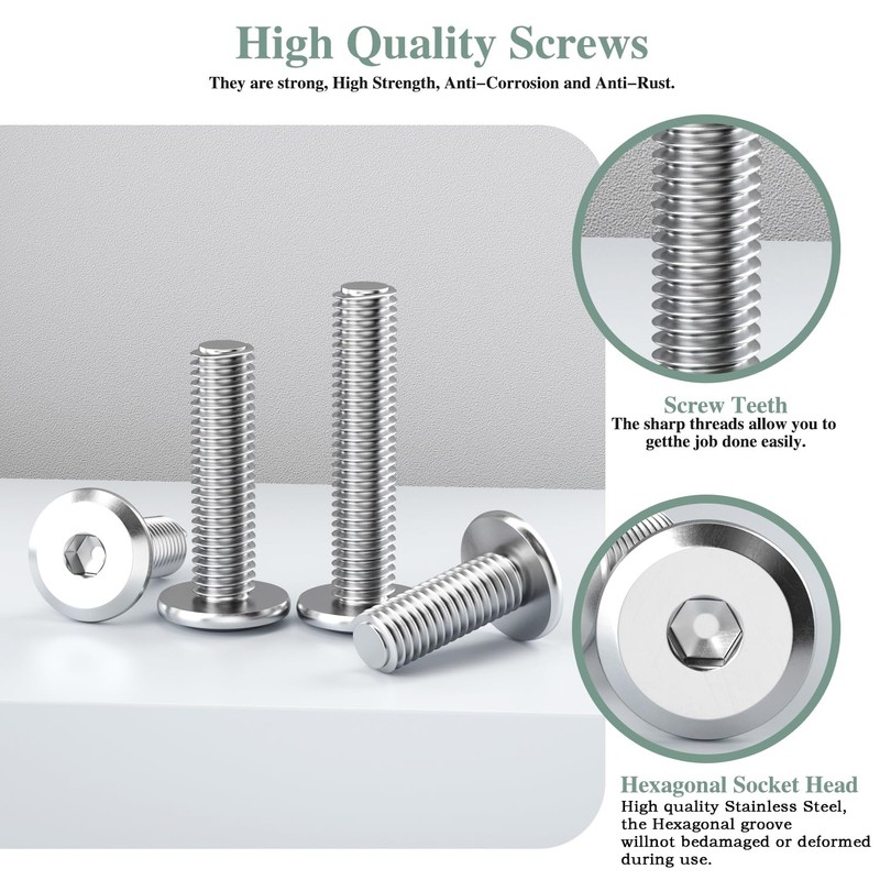 GOHODOMINO M5×18mm Flat Head Socket Cap Screws Bolts, Nuts, Flat