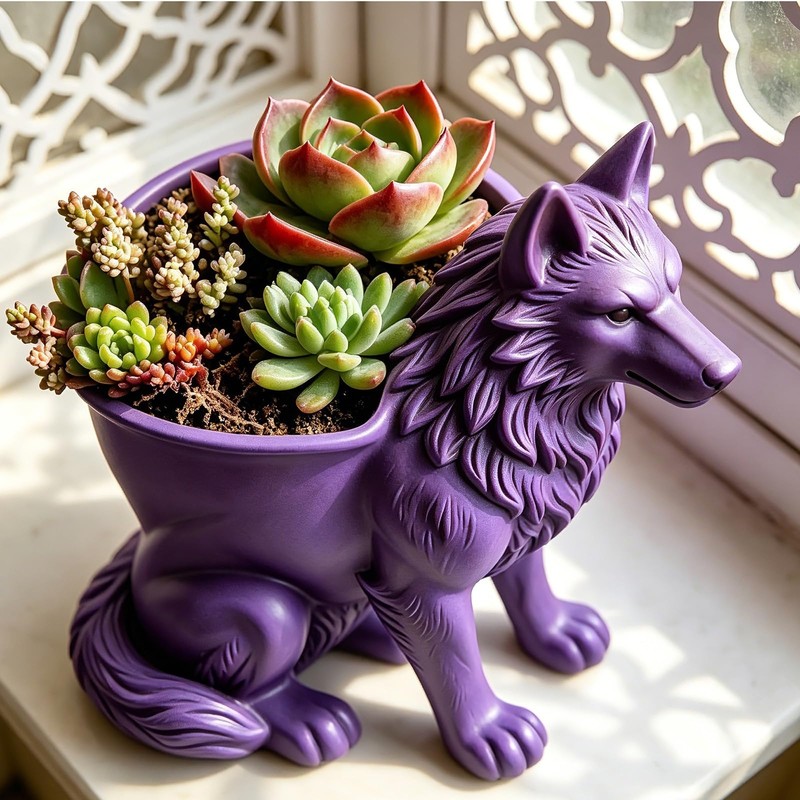 Black Wolf Flower Pot Silicone Resin Mold Animal DIY Making