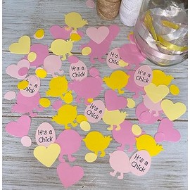 Baby chick confetti Baby girl chicken confetti Its a girl baby shower confetti table decorations pink yellow
