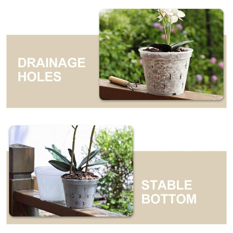 BESPORTBLE 5sets Clear Orchid Pots Flower Planter with Saucers Breathable