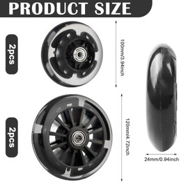 Behogan Pack of 4 Scooter Wheels, 2 x 120 mm + 2 x 80 mm Scooter Replacement Wheels, Scooter Tyres, Replacement Wheels for Stunt Scooters, Compatible with Most Stunt Scooters