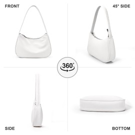 Yuson Girl Women's Shoulder Bag, PU Bag, Small Nylon Shoulder Bag, Vintage Bag, Y2K Fashion Handbags, Mini Shoulder Bag with Zip, White