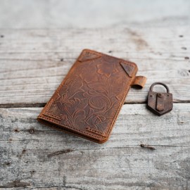 Distressed Genuine Leather Notebook Notepad Cover for Field Notes with travel Index Cards 3" x 5" cover fieldnotes Cover Vertical
