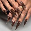 IMRAIN Brown Press on Nails Long Stiletto Fake Nails Ombre