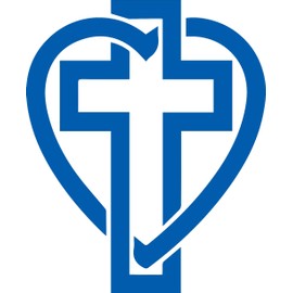 ANGDEST Cross and Heart (Azure Blue) (Set of 2) Premium Waterproof Vinyl Decal Stickers for Laptop Phone Accessory Helmet Car Window Bumper Mug Tuber Cup Door Wall Decoration