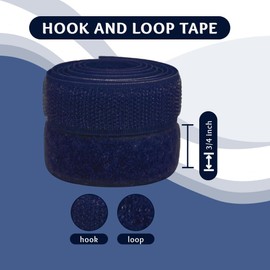3/4 inch Navy Sew on Hook and Loop Tape Non-Adhesive 1 Yd Thin Nylon Heavy Duty Strips Sewing Fastening Fabric Fastener Interlocking Set for Military Form Bags Clothes Shoes Backpacks DIY Craft