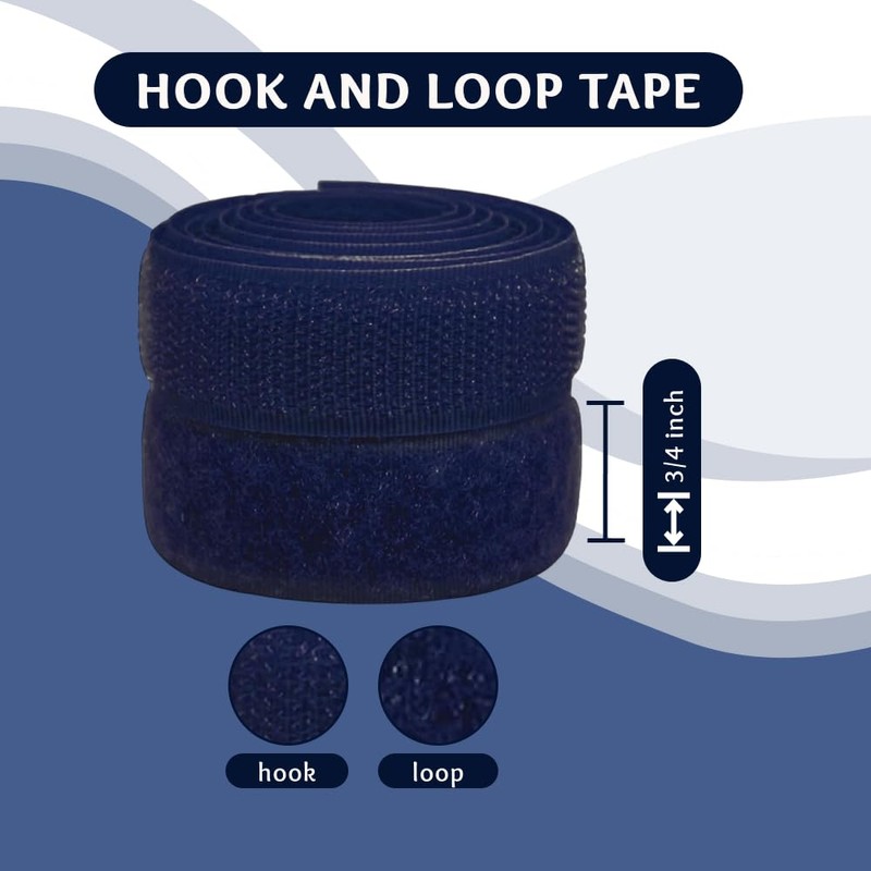 3/4 inch Navy Sew on Hook and Loop Tape Non-Adhesive