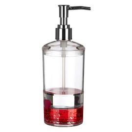 Premier Housewares Acrylic Lotion/Soap Dispenser, Transparent/Red, 7 x 7 x 19 cm