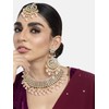 Aheli Pink Pearl Kundan gargantilla collar con pendiente Maang Tikka