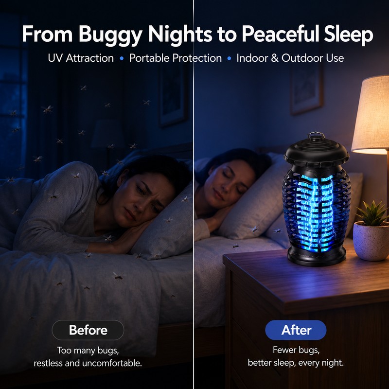 Portable Bug Zapper Lamp for Indoor & Outdoor Use –