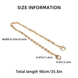 KIYOMIL Bag Chain Strap for Handbag Replacement,Gold Purse Chain Accessories Shoulder Straps Crossbody, Wallet Chain with Metal Buckles(Style-1-90CM)
