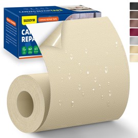 Self-Adhesive Canvas Repair Tape, 4" x 79" Waterproof Canvas Repair Patch, Fabric Patch Repairs Kit for Furniture, Tents, Sunbrellas, Boat Covers Awnings, Couches, Clothes, Bags Light Beige