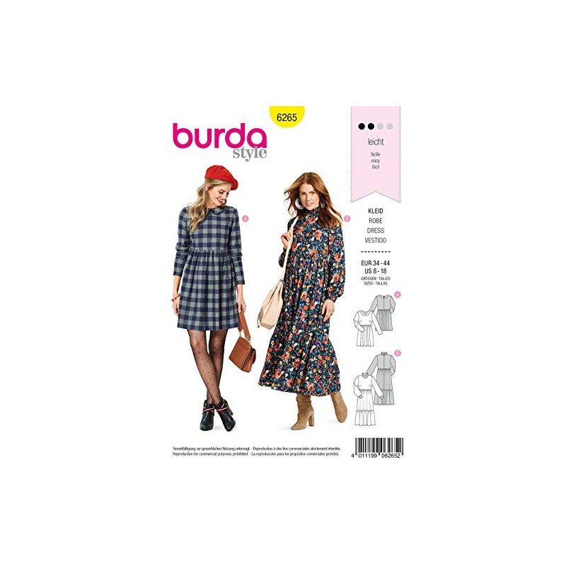 Burda Style Sewing Pattern B6265 Misses’ Dresses Short or Midi