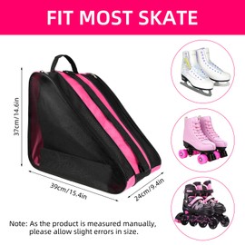 QKURT Roller Skate Bag for Kids, Unisex Ice Skate Bag with Adjustable Shoulder Strap, Skate Shoe Bag &Roller Storage Bag, Oxford Cloth Skating Bag - Roller Skate Accessories for Boys and Girls