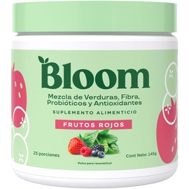 Polvo Verde de Super Greens de Bloom Nutrition - Probióticos y Enzimas Digestivas con Spirulina y Chlorella para la Salud Intestinal (Frutos Rojos)
