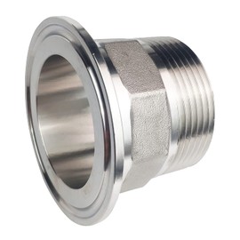 LOZOME 2" Sanitary Tri Clamp Tri Clover Fittings To NPT 1-1/2" Hex Male Thread Adaptor 304 Stainless Steel