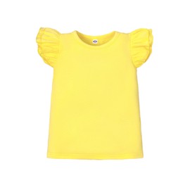 Magic Park 12M-7Y Baby Girl Blouse Toddler Ruffle T-Shirts Kids Girl Solid Color Tee Casual Tops for Girls (0033G_Yellow, 6-7 Years)