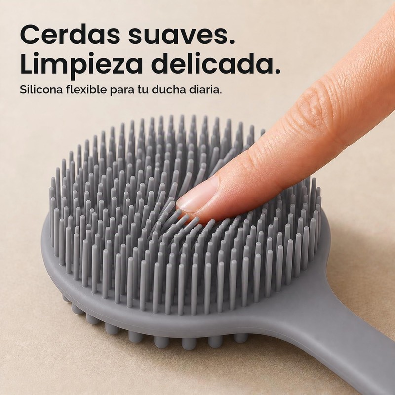 Estropajo de silicona para el cuerpo, cepillo de ducha de