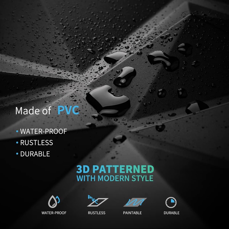 Art3d Decorative 3D Wall Panels in Diamond Design, 12"x12" Matt