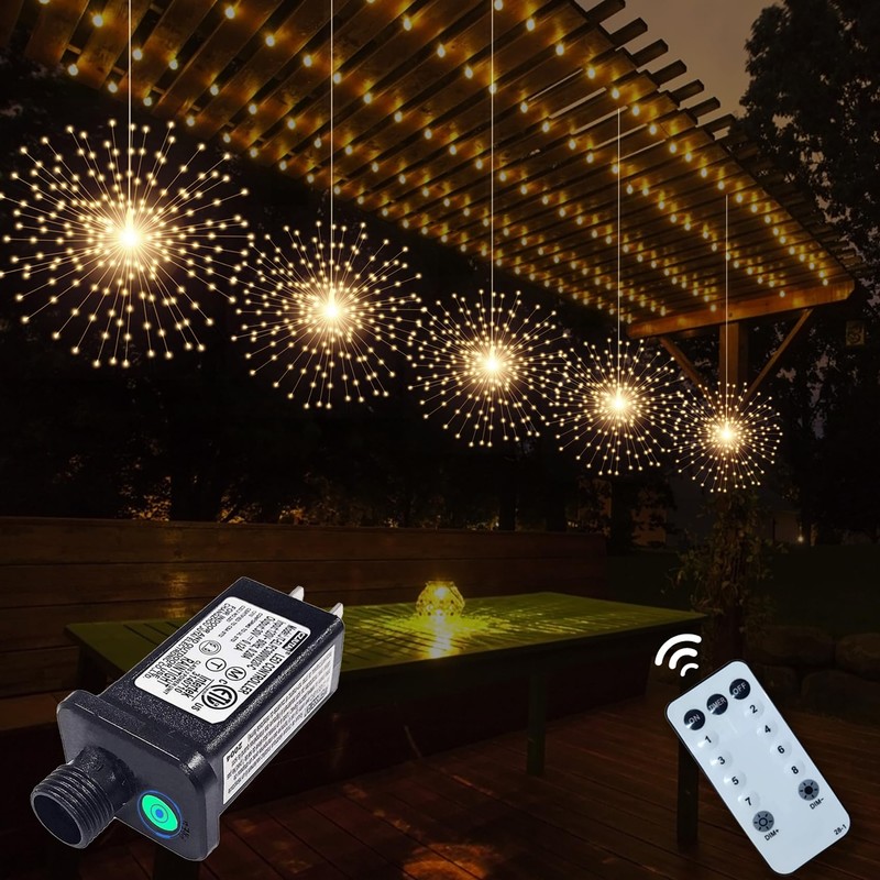 SHUKAN 5 Pcs 1000 LED Plug-in Starburst Sphere Lights, Firework