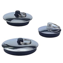 PCTC 3-Piece Stainless Drain Stopper Set: Sink & Bathtub Plugs (3 Sizes - 37mm, 41mm, 51mm) in Silver