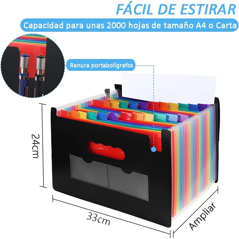 Organizador de Archivos de Acordeón, Carpeta Expansible 25 Compartimentos
