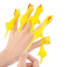 10 Pcs Slingshot Chicken Flying Finger Toys - Stretchy Rubber Flick Chicks Shooting Game for Kids & Adults - Stress Relieve Fidget Toy, Party Favors & Easter Gift