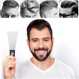 CHILDWEET Juego de 2 Peines de Peluquería para Hombre, Acero Inoxidable Dientes Anchos, Peine Metálico para Cabello Rizado y Tupé, Cepillo Profesional para Salón y Cuidado Personal