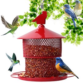 XCYNNS Bird Feeder for Outside Hanging, Squirrel Proof Hanging Metal Bird Feeders,Me...