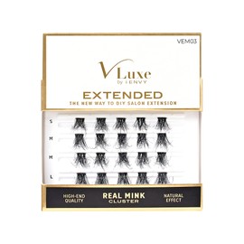 VLuxe Extended Real Mink Lash Clusters Lashes DIY Salon Lash Extension Apply Underneath Natural Lashes for Perfect Lash Extension Effect, False Eyelashes Reusable