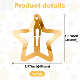 Joez Wonderful 12 Pcs Star Hair Clips, Metal Snap Hair Clips, Cute Star Clips Hair Barrettes, Non-Slip Fashion Hair Accessories for Women (Gold, 1.57''/4cm)