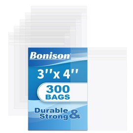 300 Pack 3x4 Inch Small Plastic Bags - Reclosable Zipper Jewelry Baggies, Clear Resealable Zip Bags for Storage, Beads, Crafts & Travel Organizing