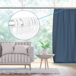 Shower Curtain Rings in C Shape, Shower Curtain Hooks, Made of Sturdy Plastic Shower Curtain Rings, Curtain Hanging Rings, Shower Rings for Shower Curtain Rails (White)