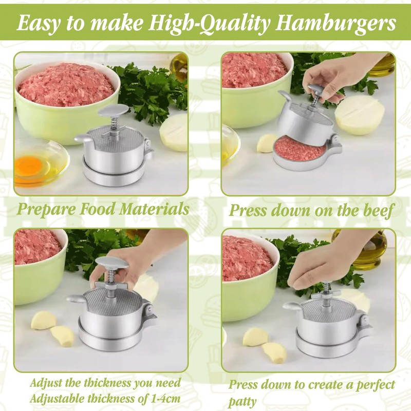 HTT Global Burger Press with 100 Wax Discs, Aluminium Hamburger