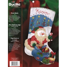 Bucilla MUSICAL Felt Applique Christmas Stocking Kit SNOWMAN SANTA