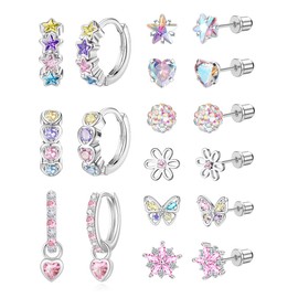 Hypoallergenic Earrings for Girls Women,316L Surgical Steel Screw Back Earrings for Girl Cute Kids Earring Set for Sensitive Ears Screw Back Stud Toddler Earring Set Kids Jewelry for Teen Girls