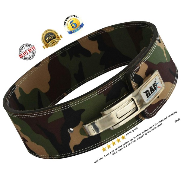 RAD Weight Lifting Belts Powerlifting and Weightlifting Belt with Lever Buckle, 10mm (Camo, Large)