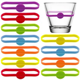 RUITASA Drink Markers，12pcs Strip Tag Marker,Wine Glasses Tags，Silicone Drink Markers, Cocktail Glass Party Solution for Guests, Wine Accessory Gifts