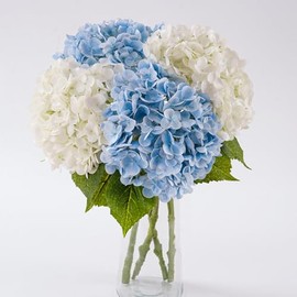 4 flores artificiales de hortensia, 21 pulgadas de látex de tacto real, ramos de flores falsas para arreglos florales al aire última intervensión, boda, cocina, mesa, centro de mesa para decoración