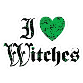 CafePress I Love Witches_Bl Small Die Cut Sticker, 3"x4" Glossy Finish
