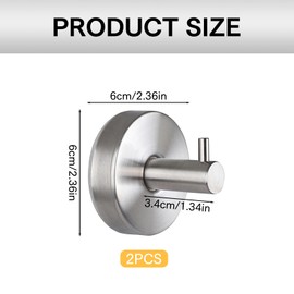 Agvdg 2pcs Suction Hooks Bathroom Hooks Stainless Steel Heavy Duty for Kitchen Living Room Bedroom and Other Scenes Removed and reused Without Drilling